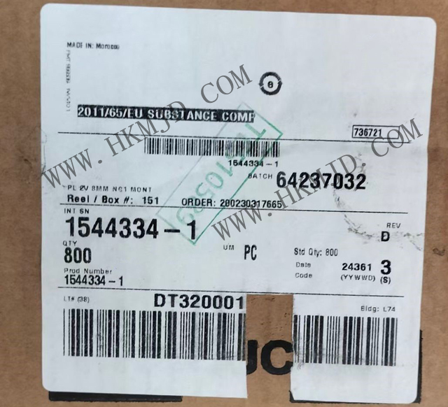 【TE泰科】汽車連接器 1544334-1 2 位置 體座 連接器 公型，接片 黑色 0.315