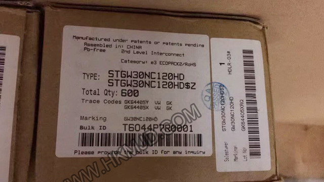 ST TO-247-3 | STGW30NC120HD：N溝道1200 V、30 A超快PowerMESH IGBT