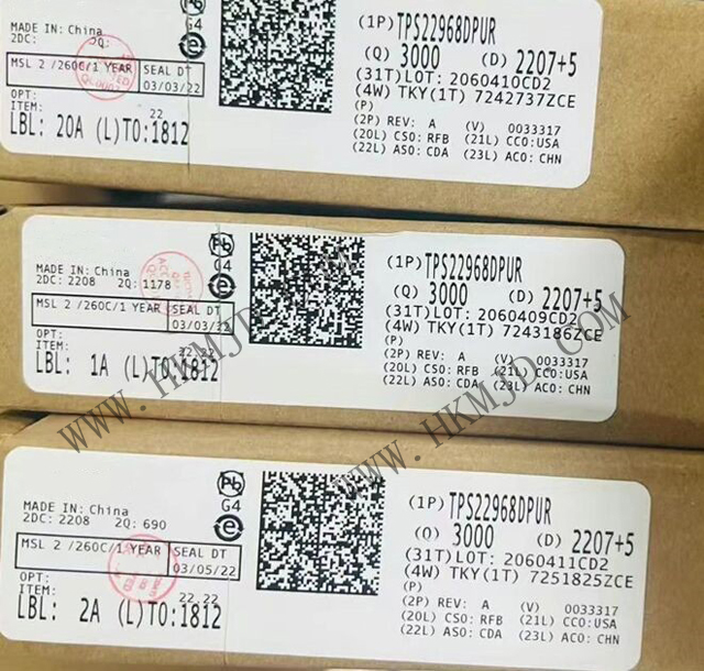 供應(yīng) TI TPS22968DPUR 雙通道超低電阻負(fù)載開關(guān)，帶受控導(dǎo)通功能